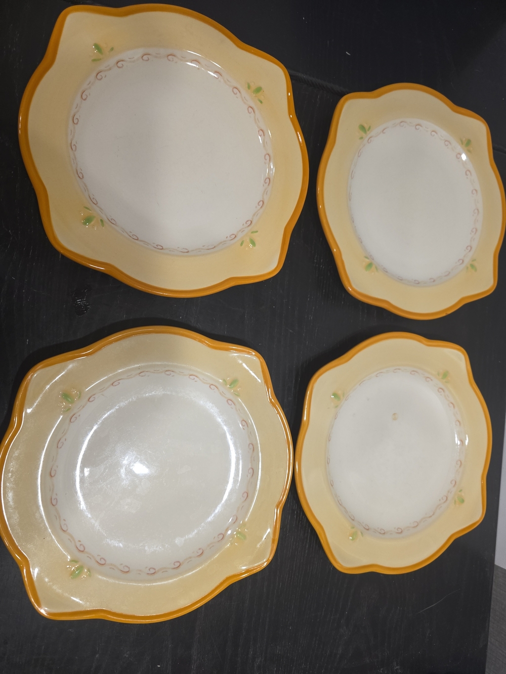 Pfaltzgraff Yellow-Trim Floral Ceramic Dinner Plates - Set of 4
